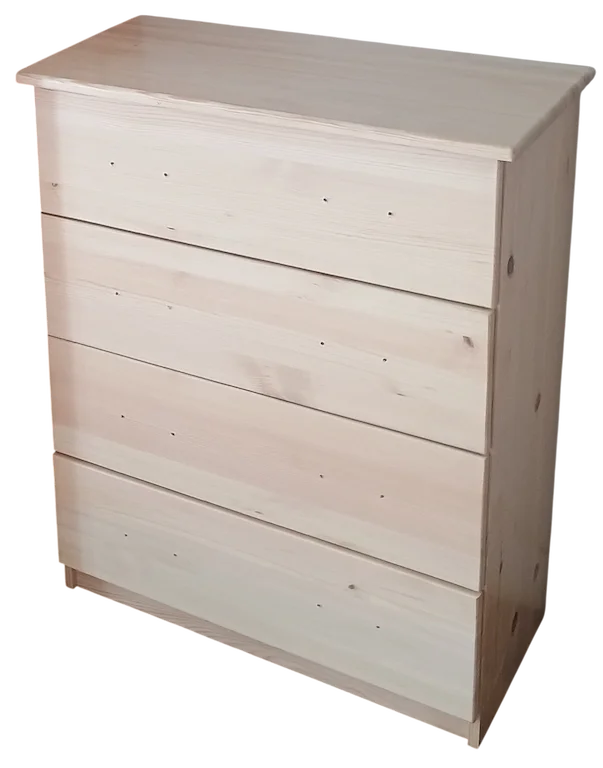 Wooden wardrobe and chest of drawers with smooth surfaces for bedroom set with Pine chest of drawers with smooth fronts